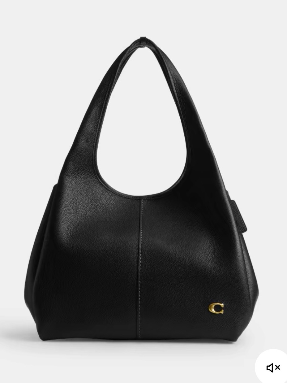 Coach Black Leather Shoulder Hobo With Gold C Logo